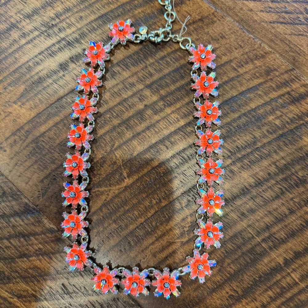 J. Crew Orange Flower Necklace